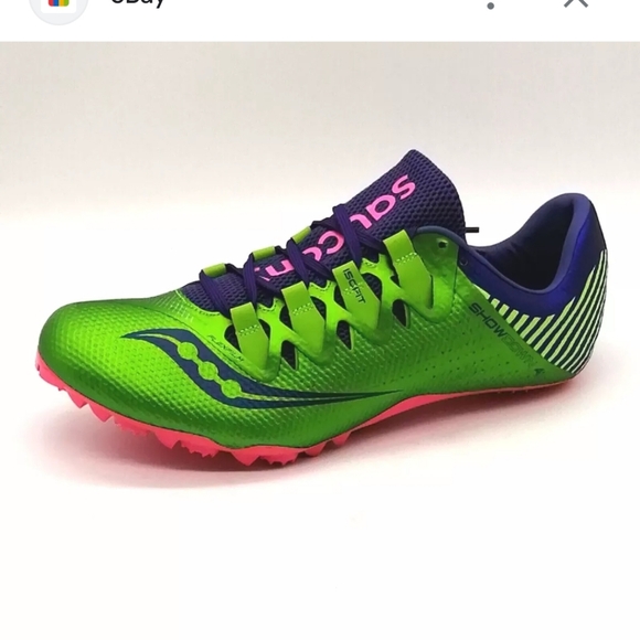 Saucony Womens Showdown 4 Lace Up Running Shoe Bright Green Purple 9.5 - Picture 2 of 13